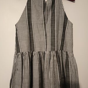 Striped Sleeveless Grey And White Tank Type Top